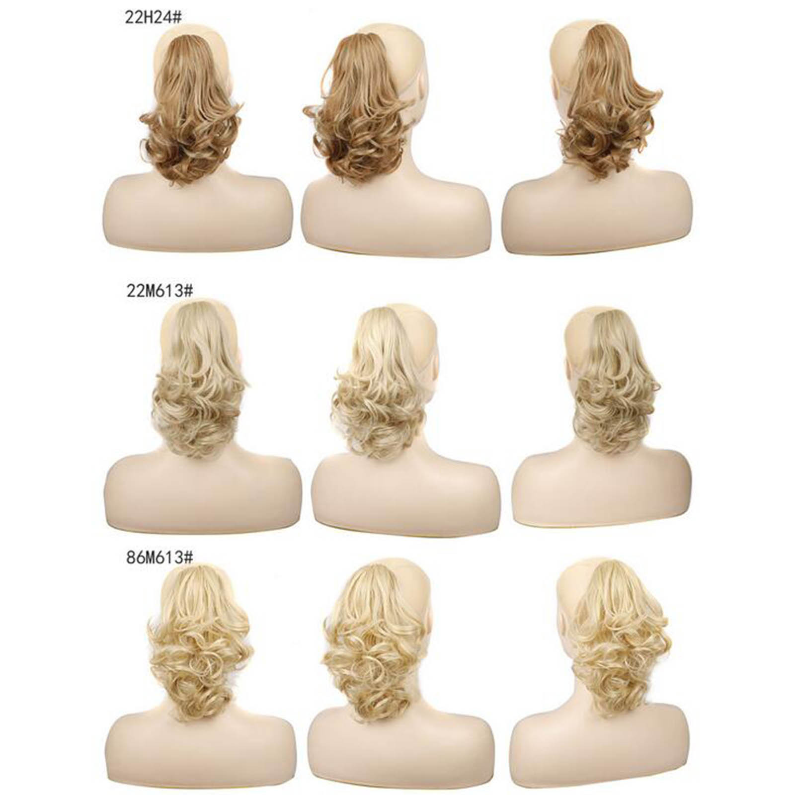 Jsaierl High Temperature Silk Wig Female Short Hair Ponytail Short Curly Ponytail, Size: One size, Gold